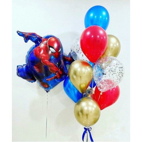 N-50 Hēlija balonu kompozīcija "Spiderman un balonu pušķis".
