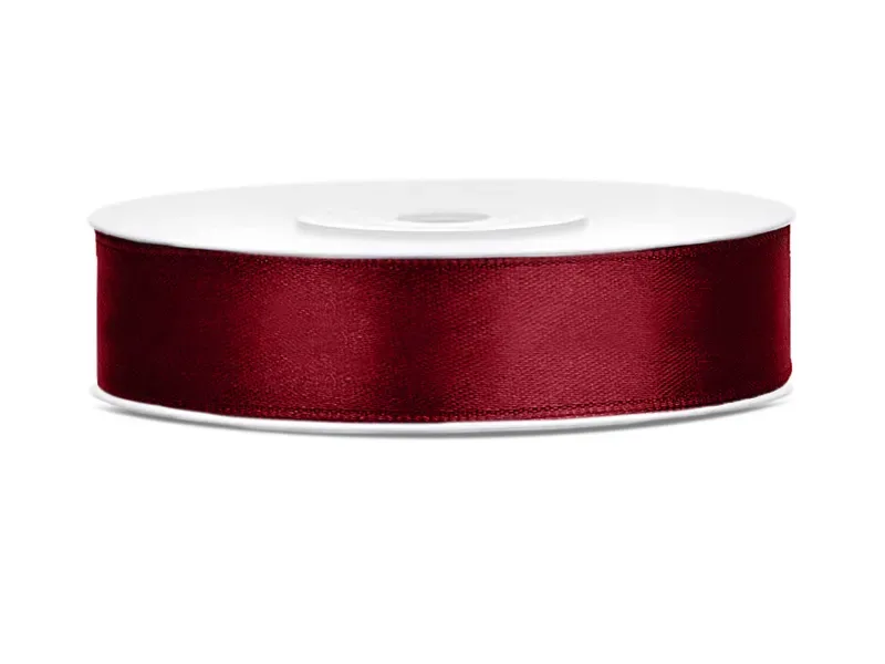 Satīna lente, 12mm/25m, bordo krāsa