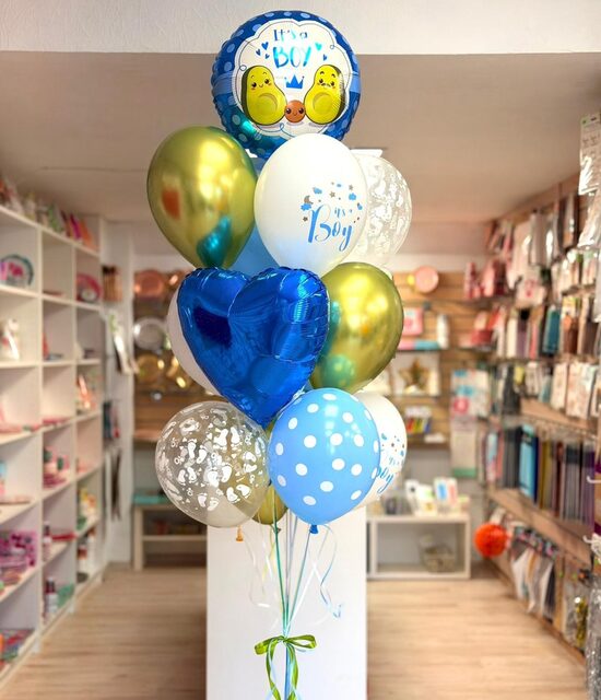 N-108 Hēlija balonu kompozīcija "It`s a boy - Avokado".