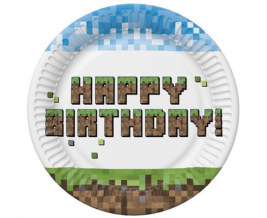 Papīra šķīvīši "Minecraft - Happy Birthday", 18 cm, 8 gb