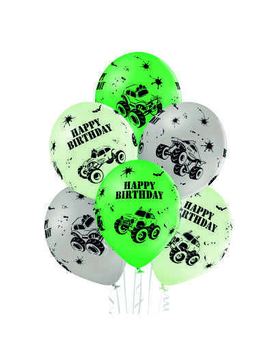 30 cm lateksa balonu komplekts "Monster Truck Birthday" 6gb 
