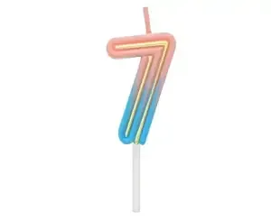 Svecīte cipara 7 formā, neons, 4.5 cm
