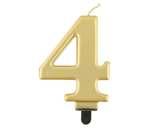 Svecīte cipara 4 formā, zelta, 8 cm