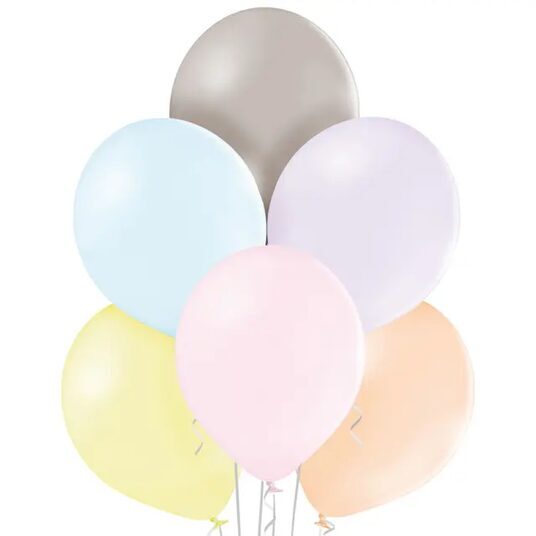 Balonu iepakojums Belbal, 100 gb., 30 cm, pasteļkrāsas, macaron assorted
