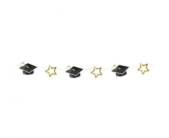 Papīra virtene "GRADUATION" - Izlaidums, 3m,  zelts un melns