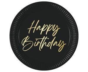 Papīra šķīvīši "Happy Birthday", 23 cm, 8 gb