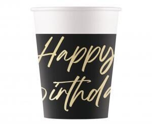 Papīra glāzes "Happy Birthday", 8 gb, 200 ml