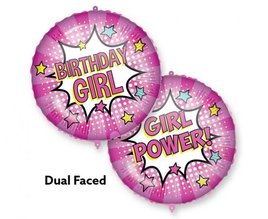 Folija balons "Girl Power - Birthday Girl", 46 cm
