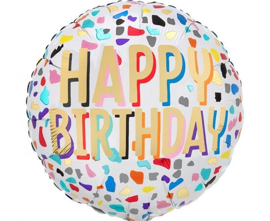 Folija balons "Happy Birthday", 43 cm
