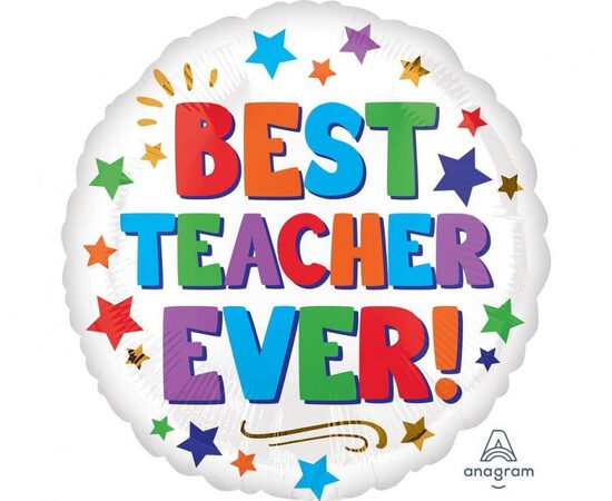 Folija balons "Best Teacher Ever", skola, 43 cm