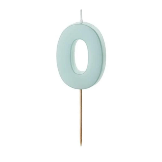 Svecīte cipara 0 formā, gaiši zils, 5.5 cm