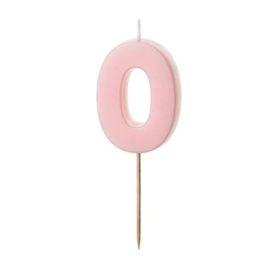 Svecīte cipara 0 formā, gaiši rozā, 5.5 cm
