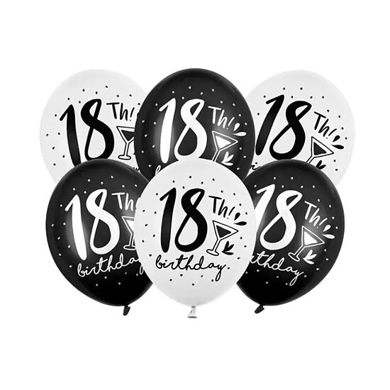 30 cm lateksa balons "18th birthday"- 1 gb.