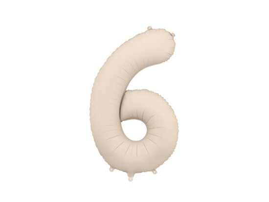 Folija balons "6", 86 cm, bēšā krāsa
