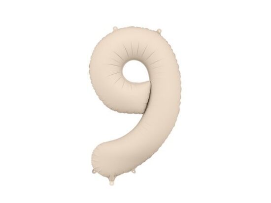 Folija balons "9", 86 cm, bēšā krāsa