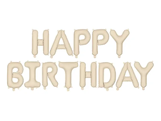 Folija burtu komplekts "HAPPY BIRTHDAY", bešā krāsa, 340 x 35 cm