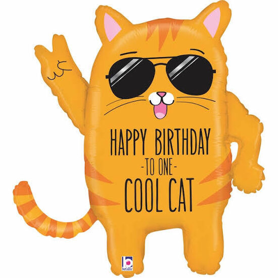 Folija balons "Happy Birthday to one Cool Cat", 66 cm
