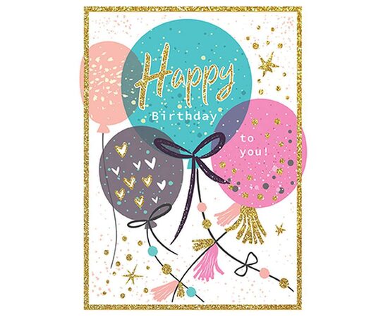 Apsveikuma kartīte "Balloon Glitter", B6 