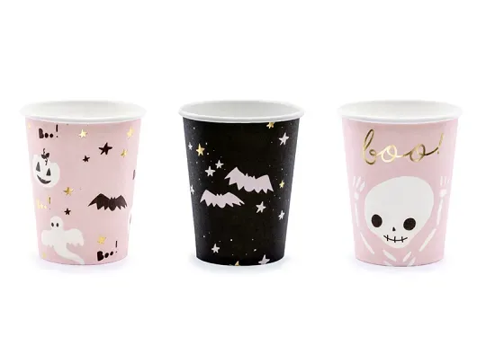 Glāzes "Halloween - Boo!", rozā and melnu, 6 gb., 250 ml