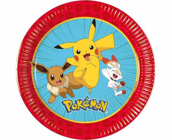 Papīra šķīvīši "Pokemon", 19,5 cm, 8 gb