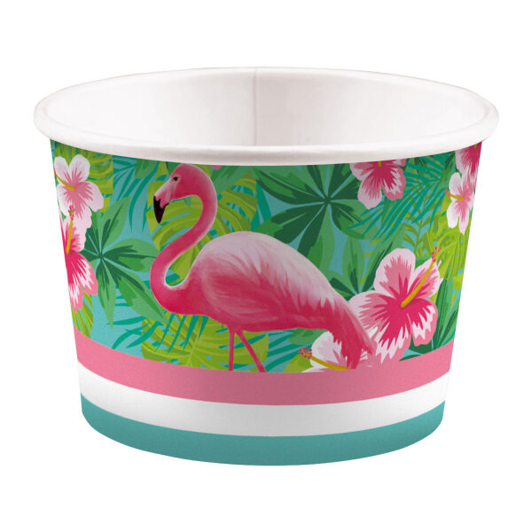 Papīra saldējuma trauki "Flamingo un hibiskus", 8 gb, 270 ml