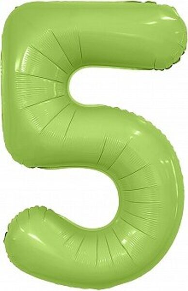 Folija satīna balons "5", 102 cm, olīvu krāsa