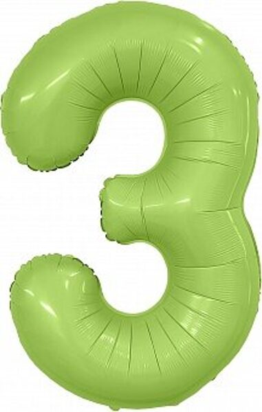 Folija satīna balons "3", 102 cm, olīvu krāsa