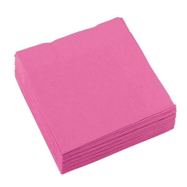 Vienkrāsainas salvetes, rozā krāsa, 20 gb, 25x25 cm, 2 slāņi