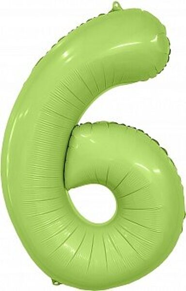 Folija satīna balons "6", 102 cm, olīvu krāsa