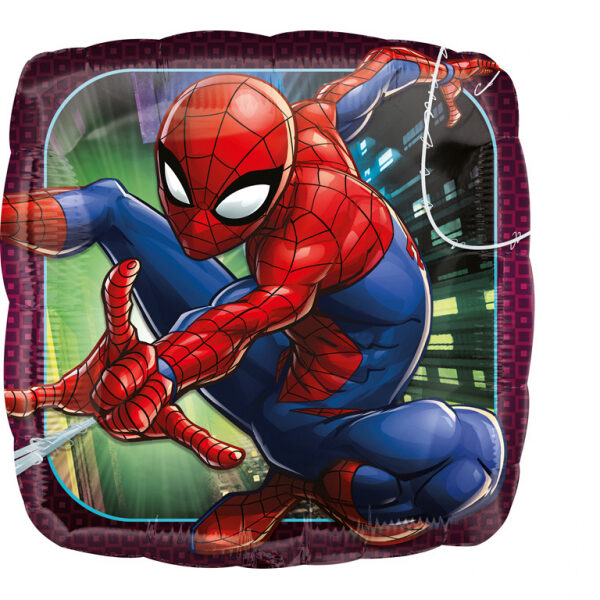 Folija balons "Spider man - Animated", kvadrāta forma, 43 cm