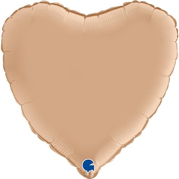 Satīna folija balons "sirds", 46 cm, ādas/ nude krāsa