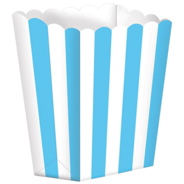 Popkorna trauki gaiši zilā krāsā ar baltām strīpām, 5 gb, 6.3x13.4x3.8 cm