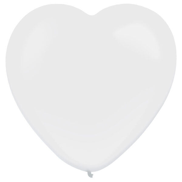 Sirds formas lateksa balons, baltā krāsa, 30 cm