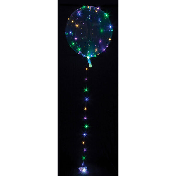Apaļš caurspīdīgs balons "Clearz Crystal", ar krāsainām diožu lampiņām, 46 cm