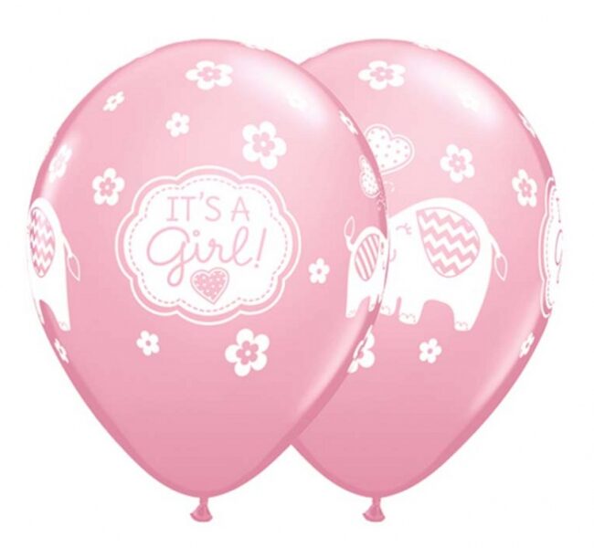 28 cm lateksa balons "Baby girl - ar zilonīti" - 1 gb.