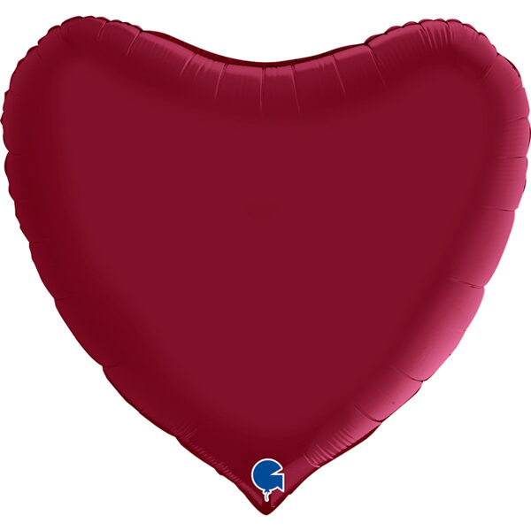 Satīna folija balons "sirds", 91 cm, ķiršu sarkana krāsa