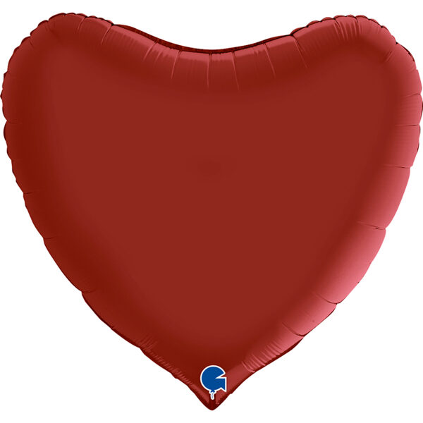 Satīna folija balons "sirds", 91 cm, rubīnsarkana krāsa 