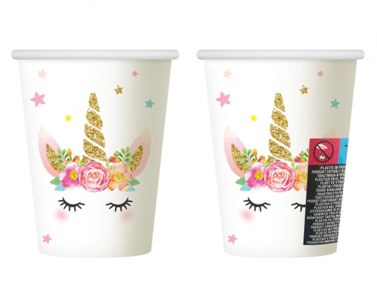 Glāzes "Vienradzis ar ziediņiem", 6 gb., 266 ml