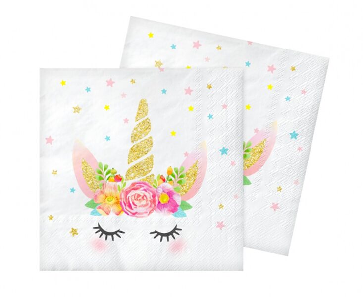 Salvetes "Vienradzis ar ziediem", 20 gb, 33 x 33 cm