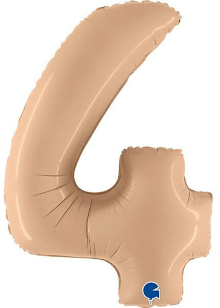 Folija satīna balons "4", 102 cm, krēmkrāsa