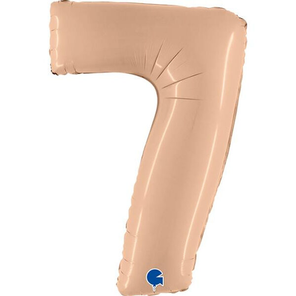 Folija satīna balons "7", 102 cm, krēmkrāsa