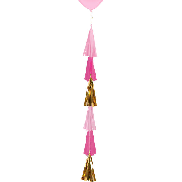 Papīra un folija bārkstiņu virtene, rozā/zelta, 70 cm