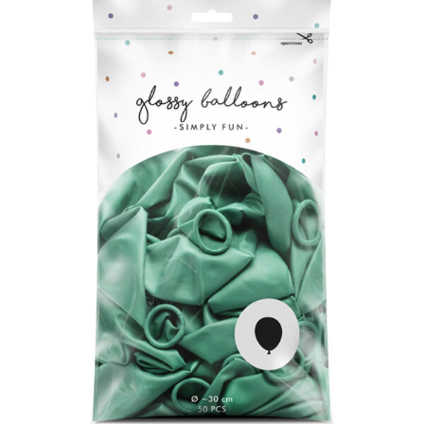 Balonu iepakojums, HROMS, 50 gb., 13 cm, zaļa krāsā