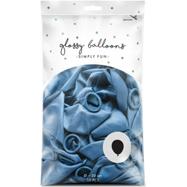 Balonu iepakojums, HROMS, 50 gb., 13 cm, zila krāsā