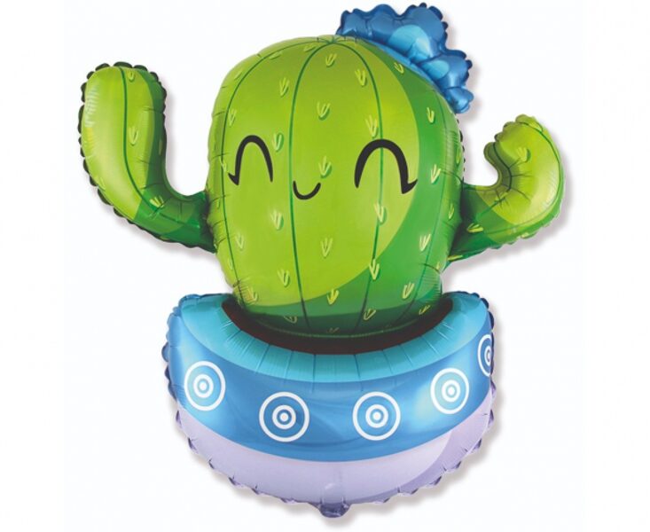 Folija balons "Kaktuss podiņā", gaiši zilā krāsa, 61 cm