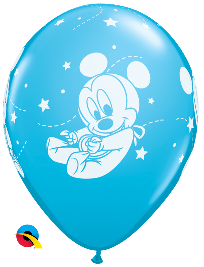 28 cm lateksa balons "Mickey Baby", gaiši zilā/ zilā krāsa - 1 gb.