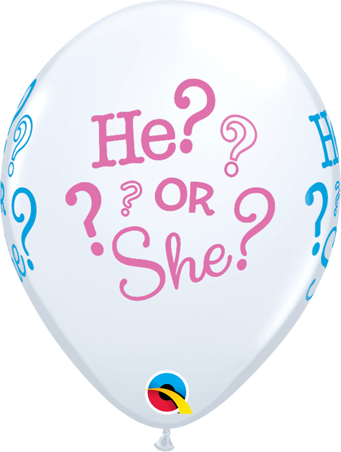 28 cm lateksa balons "He or she?", baby shower - 1 gb.