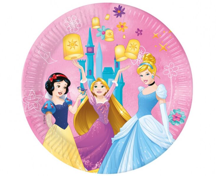Papīra šķīviši "Disney Princess ar laternam", 23 cm, 8 gb