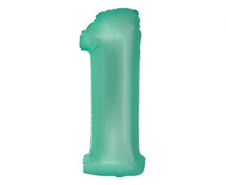 Matēts folija balons SMART cipars "1", mint krāsa, 76 cm