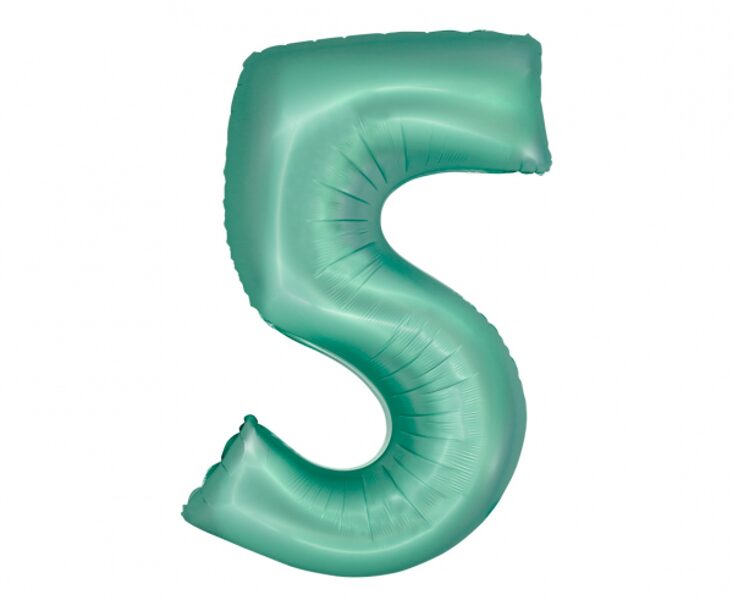 Matēts folija balons SMART cipars "5", mint krāsa, 76 cm